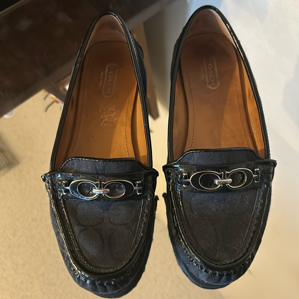 COACH Fortunata Black Signature Canvas Leather Shoes Women's 7 B (preloved )